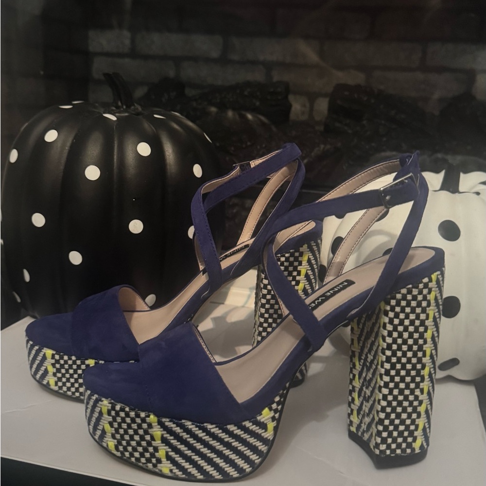 Nine West Vibrant Blue and Yellow Platform Sandals